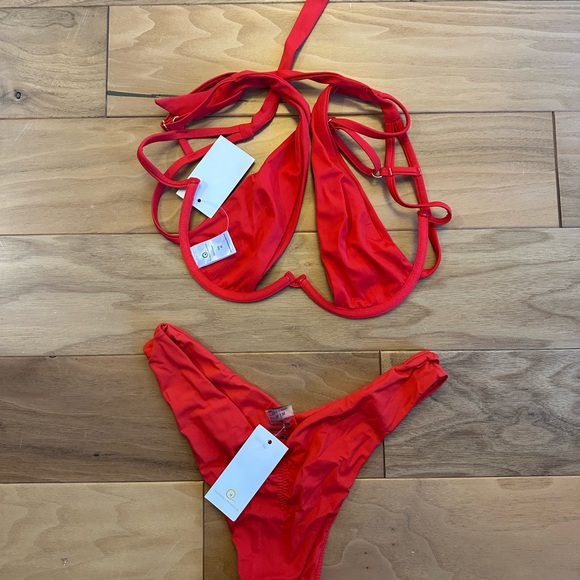 Plumeria Swim Red Bikini Set - Picture 2 of 3